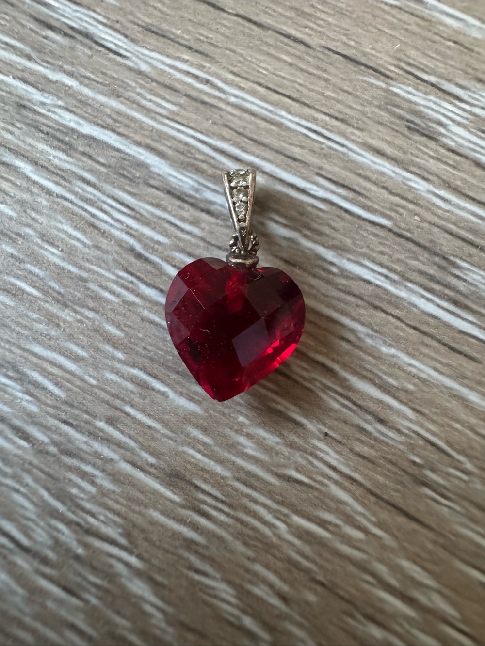 Not available~ Red cubic zirconia heart pendant on 925 sterling bail